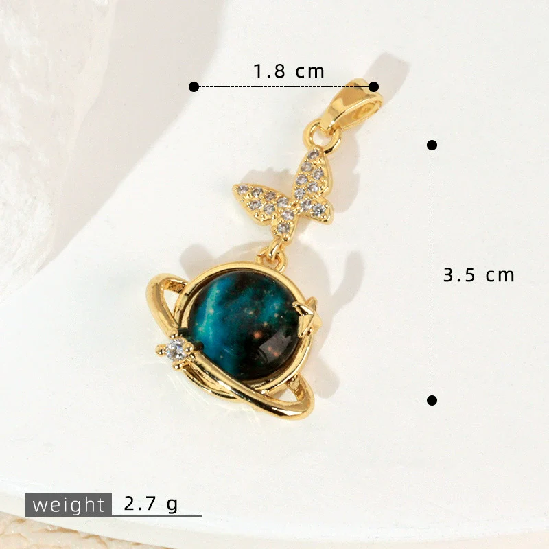 Copper Microinlaid Fantasy Planet Star Sun Moon Constellation Heart Shape Animal Zodiac Electroplated Necklace Pendant - Image 29