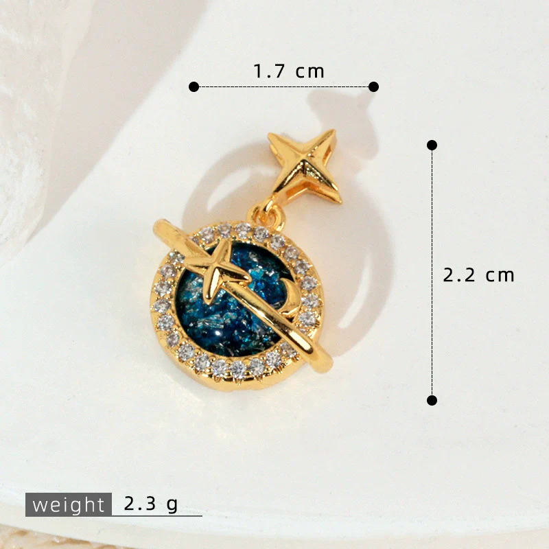Copper Microinlaid Fantasy Planet Star Sun Moon Constellation Heart Shape Animal Zodiac Electroplated Necklace Pendant - Image 30