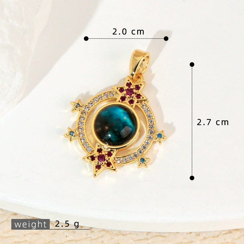 Copper Microinlaid Fantasy Planet Star Sun Moon Constellation Heart Shape Animal Zodiac Electroplated Necklace Pendant - Image 35