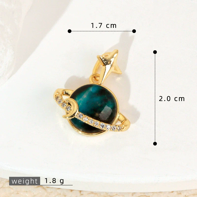 Copper Microinlaid Fantasy Planet Star Sun Moon Constellation Heart Shape Animal Zodiac Electroplated Necklace Pendant - Image 36