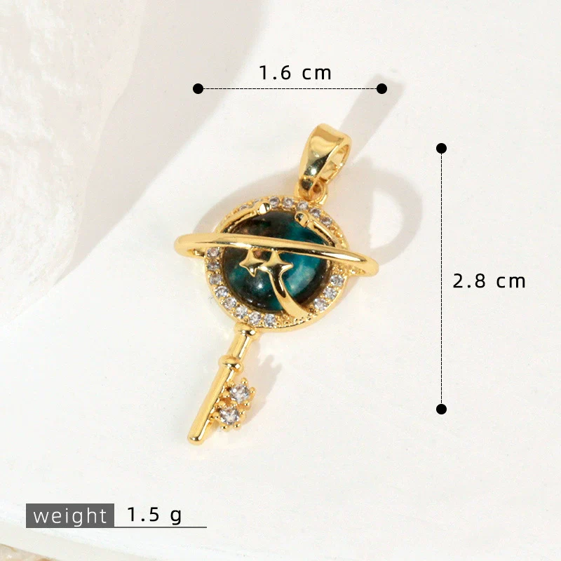 Copper Microinlaid Fantasy Planet Star Sun Moon Constellation Heart Shape Animal Zodiac Electroplated Necklace Pendant - Image 37