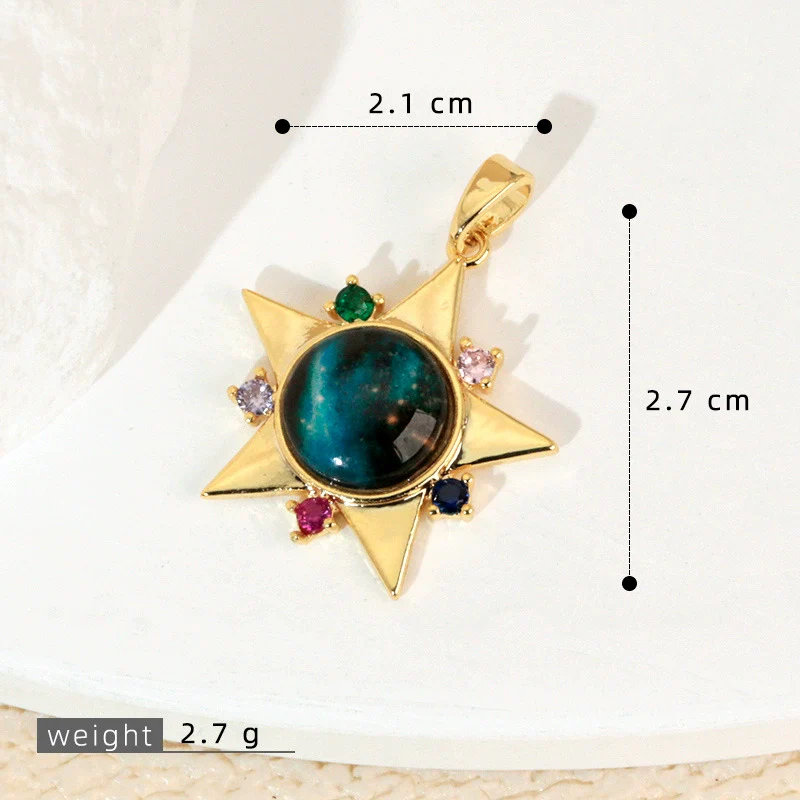 Copper Microinlaid Fantasy Planet Star Sun Moon Constellation Heart Shape Animal Zodiac Electroplated Necklace Pendant - Image 38
