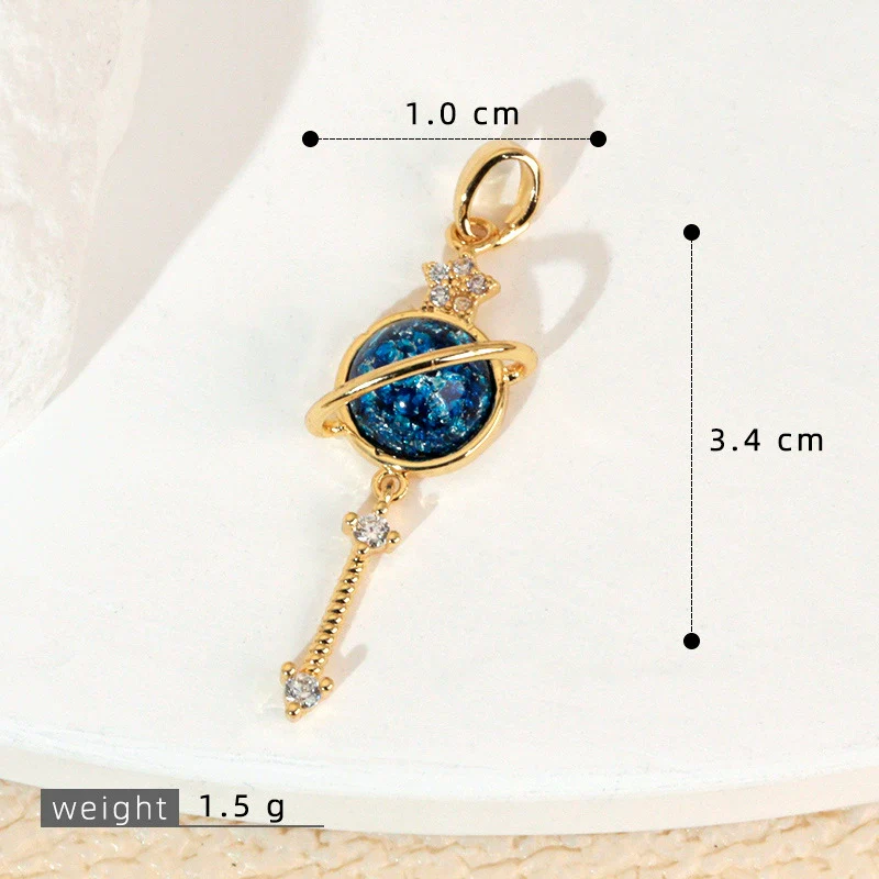 Copper Microinlaid Fantasy Planet Star Sun Moon Constellation Heart Shape Animal Zodiac Electroplated Necklace Pendant - Image 44