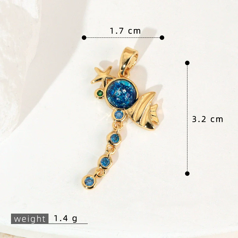 Copper Microinlaid Fantasy Planet Star Sun Moon Constellation Heart Shape Animal Zodiac Electroplated Necklace Pendant - Image 47