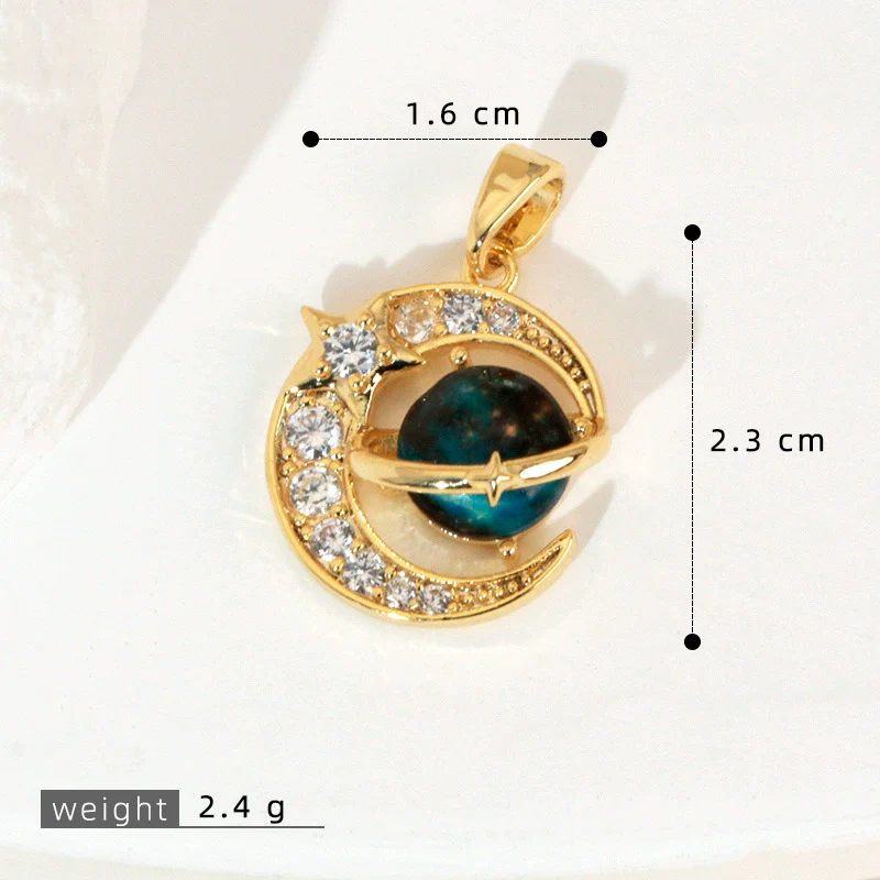 Copper Microinlaid Fantasy Planet Star Sun Moon Constellation Heart Shape Animal Zodiac Electroplated Necklace Pendant - Image 6