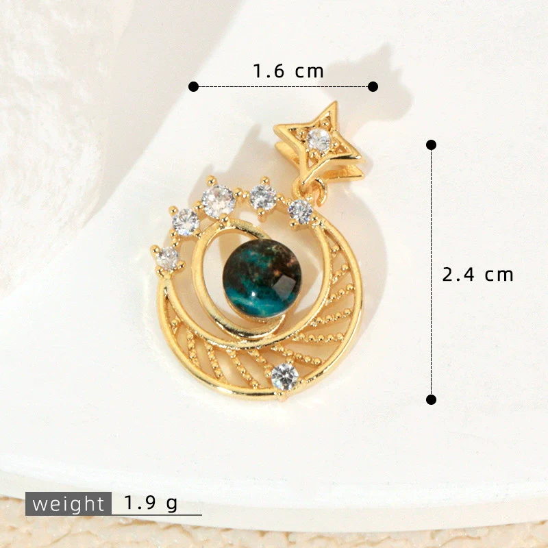 Copper Microinlaid Fantasy Planet Star Sun Moon Constellation Heart Shape Animal Zodiac Electroplated Necklace Pendant - Image 7