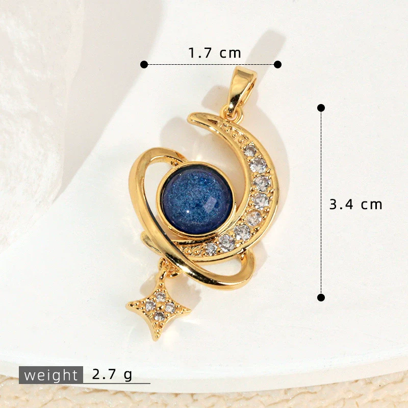 Copper Microinlaid Fantasy Planet Star Sun Moon Constellation Heart Shape Animal Zodiac Electroplated Necklace Pendant - Image 8