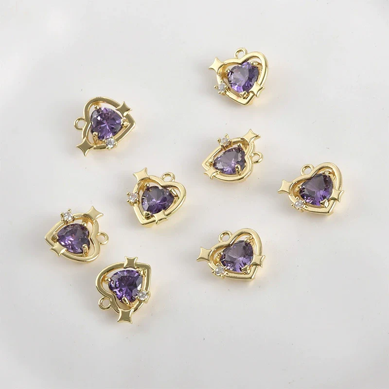 Copper Plated Gold Color Zircon Love Star Pendant Diy Handmade Jewelry Accessories Material - Image 10