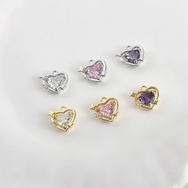 Copper Plated Gold Color Zircon Love Star Pendant Diy Handmade Jewelry Accessories Material - Image 2