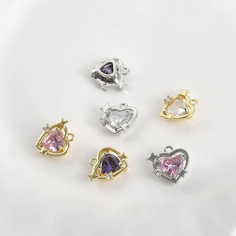 Copper Plated Gold Color Zircon Love Star Pendant Diy Handmade Jewelry Accessories Material - Image 3