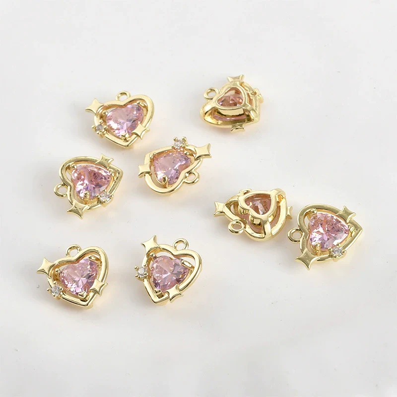 Copper Plated Gold Color Zircon Love Star Pendant Diy Handmade Jewelry Accessories Material - Image 4