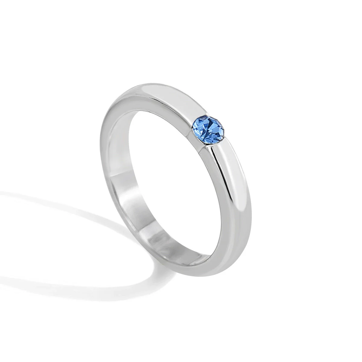 Copper Plated Platinum Women's Geometric Ring With Single Diamond - Image 6