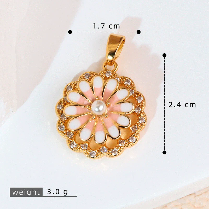 Copper Rotatable Sunflower And Leaf Style Pendant Necklace And Earrings Accessories With Electroplating - Image 10