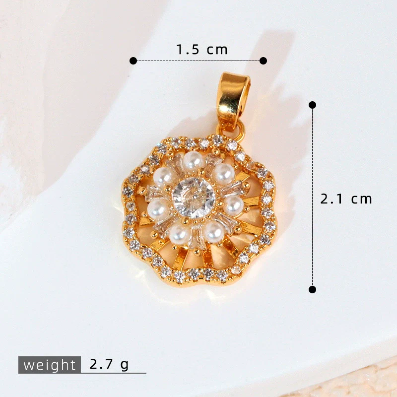 Copper Rotatable Sunflower And Leaf Style Pendant Necklace And Earrings Accessories With Electroplating - Image 12