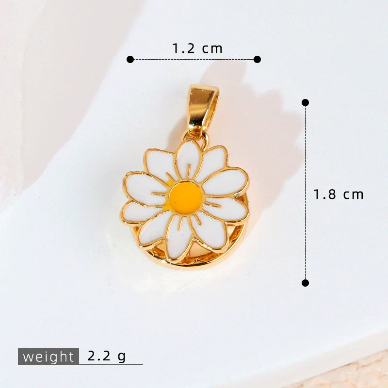 Copper Rotatable Sunflower And Leaf Style Pendant Necklace And Earrings Accessories With Electroplating - Image 13