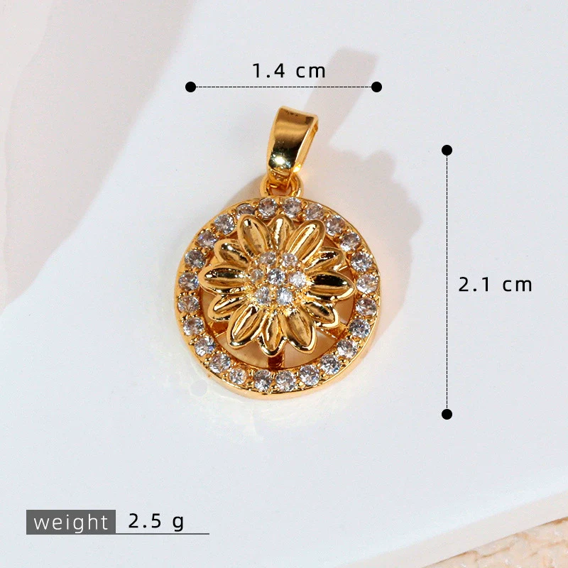 Copper Rotatable Sunflower And Leaf Style Pendant Necklace And Earrings Accessories With Electroplating - Image 15