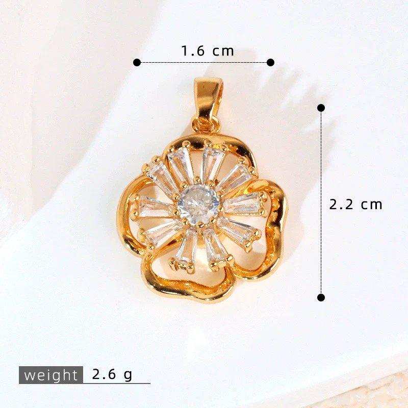 Copper Rotatable Sunflower And Leaf Style Pendant Necklace And Earrings Accessories With Electroplating - Image 16