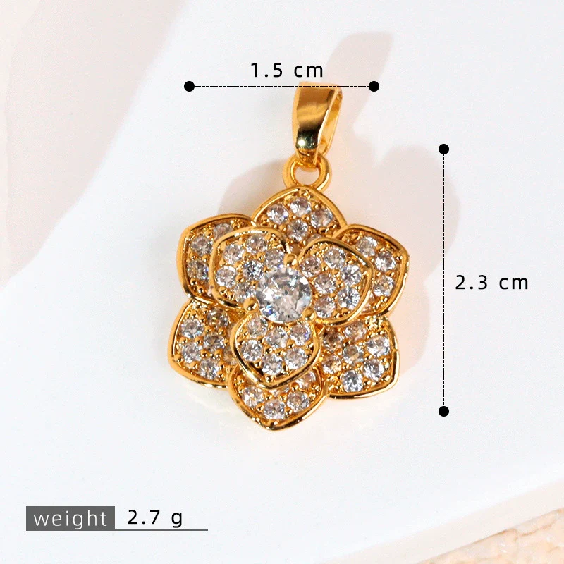 Copper Rotatable Sunflower And Leaf Style Pendant Necklace And Earrings Accessories With Electroplating - Image 6