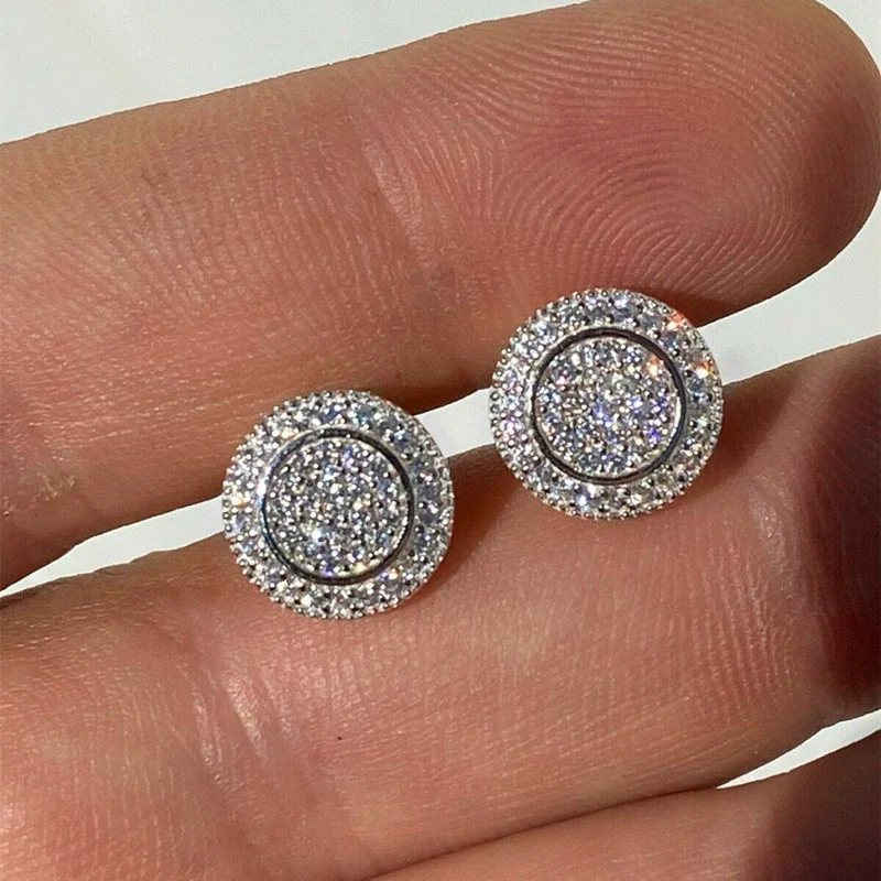 Copper Zircon Round Geometric Hip Hop Earrings For Men And Women - Image 5