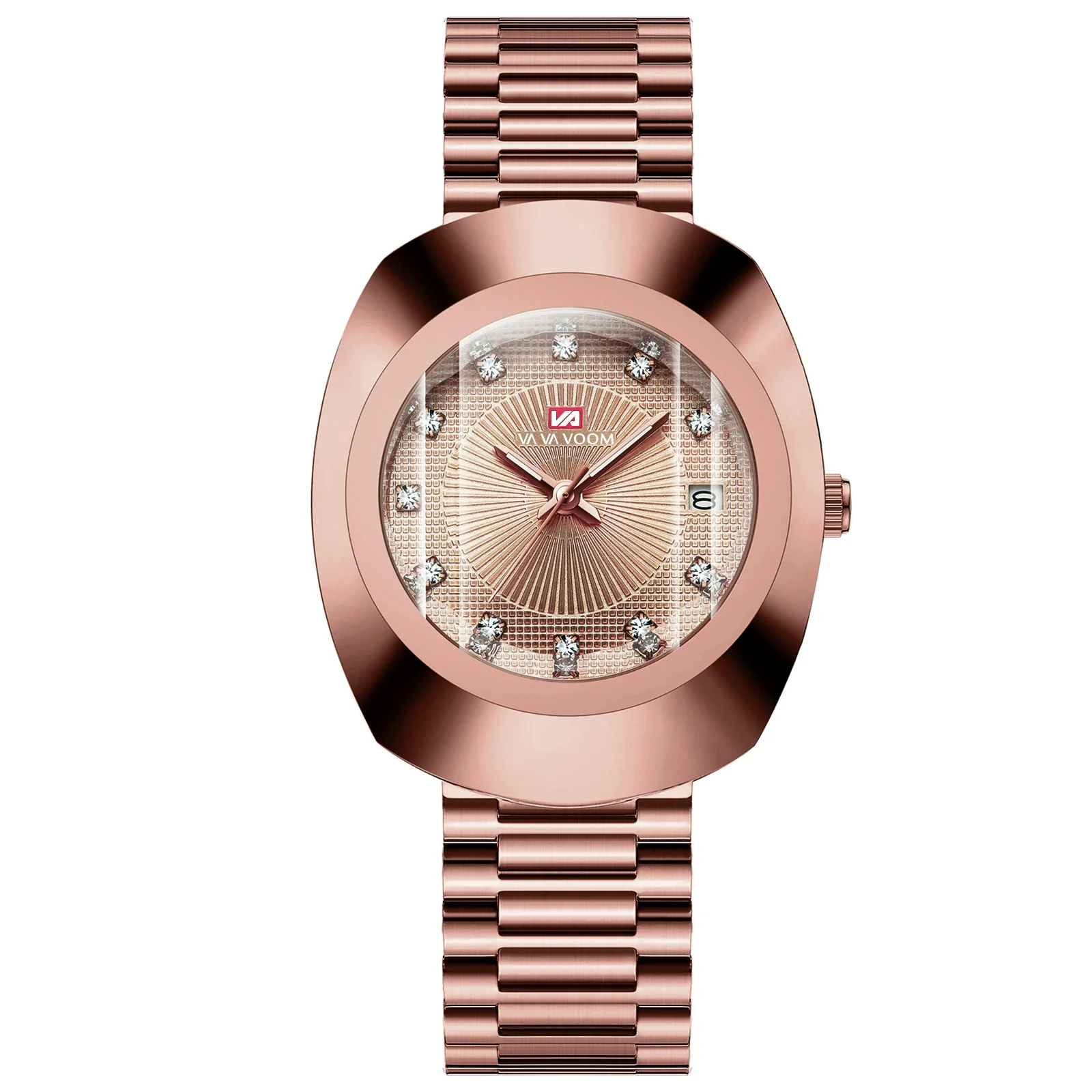 Couple Business Style Quartz Watch Alloy Case Stainless Steel Band Oval Dial Waterproof - Image 10
