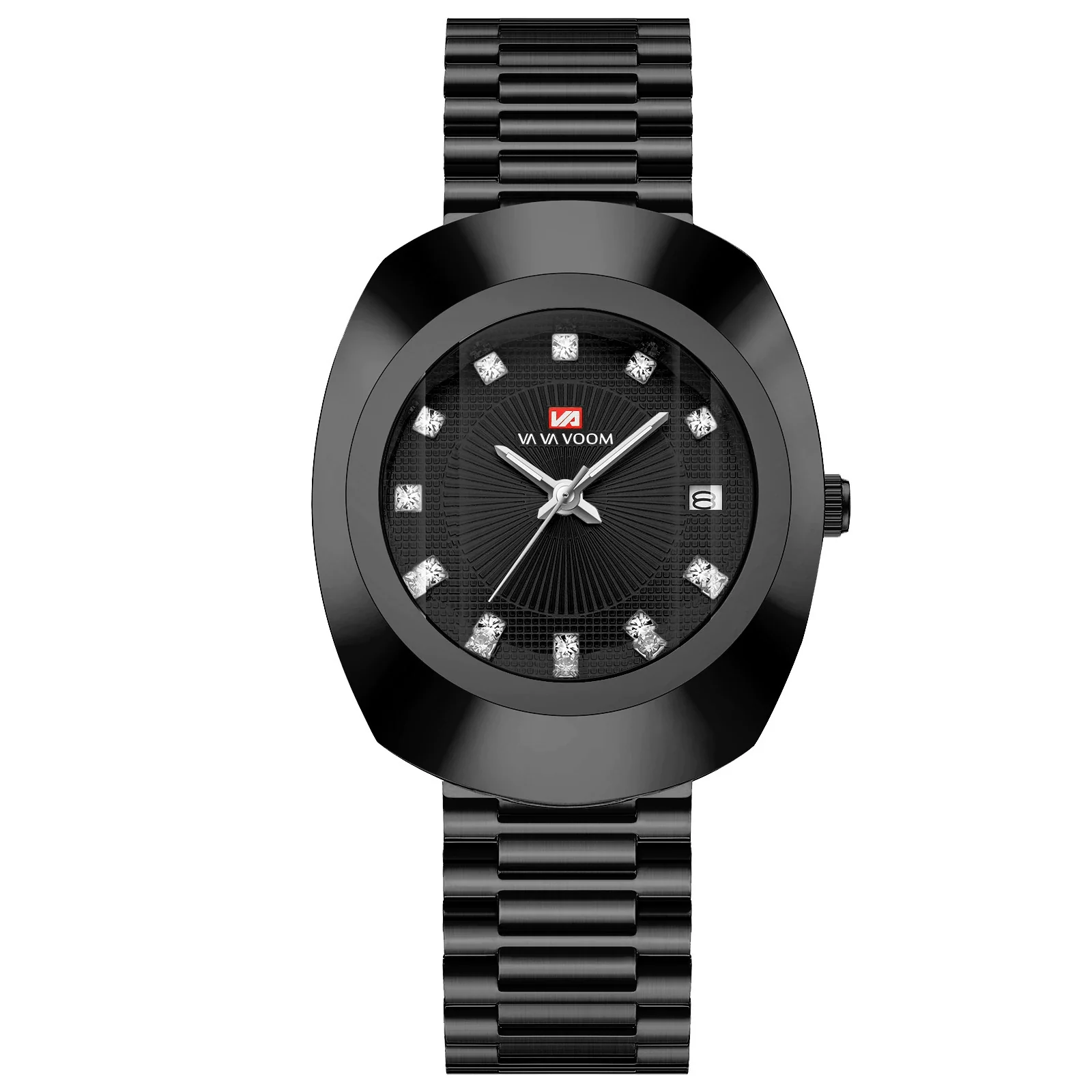 Couple Business Style Quartz Watch Alloy Case Stainless Steel Band Oval Dial Waterproof - Image 11