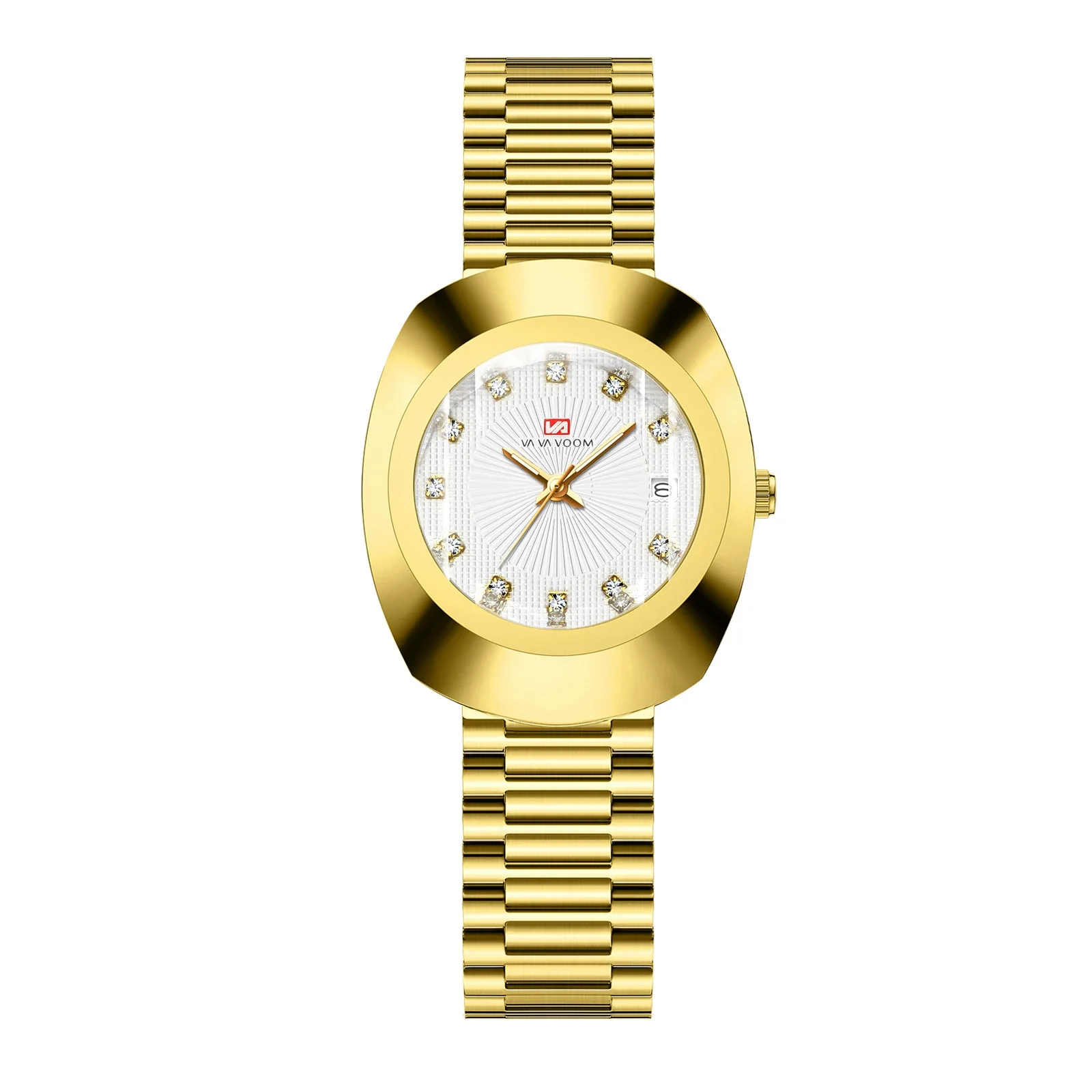 Couple Business Style Quartz Watch Alloy Case Stainless Steel Band Oval Dial Waterproof - Image 13