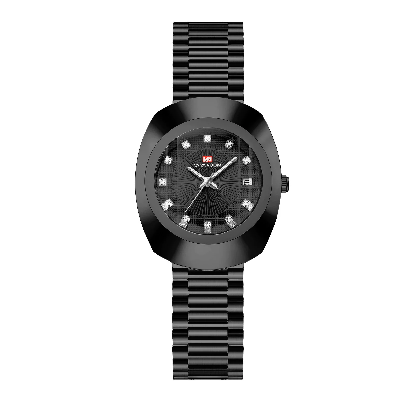 Couple Business Style Quartz Watch Alloy Case Stainless Steel Band Oval Dial Waterproof - Image 14