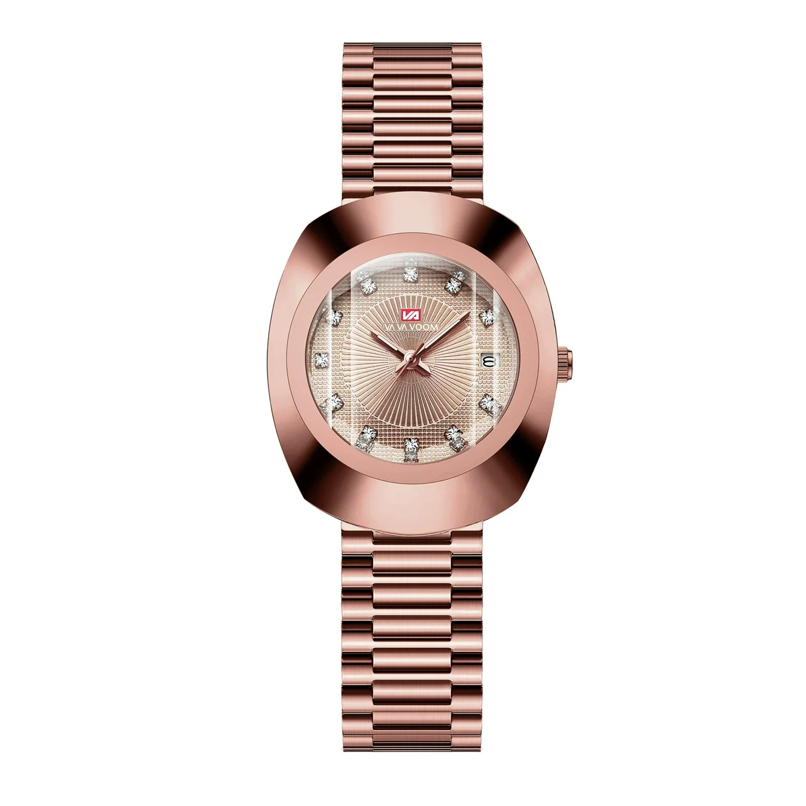 Couple Business Style Quartz Watch Alloy Case Stainless Steel Band Oval Dial Waterproof - Image 15