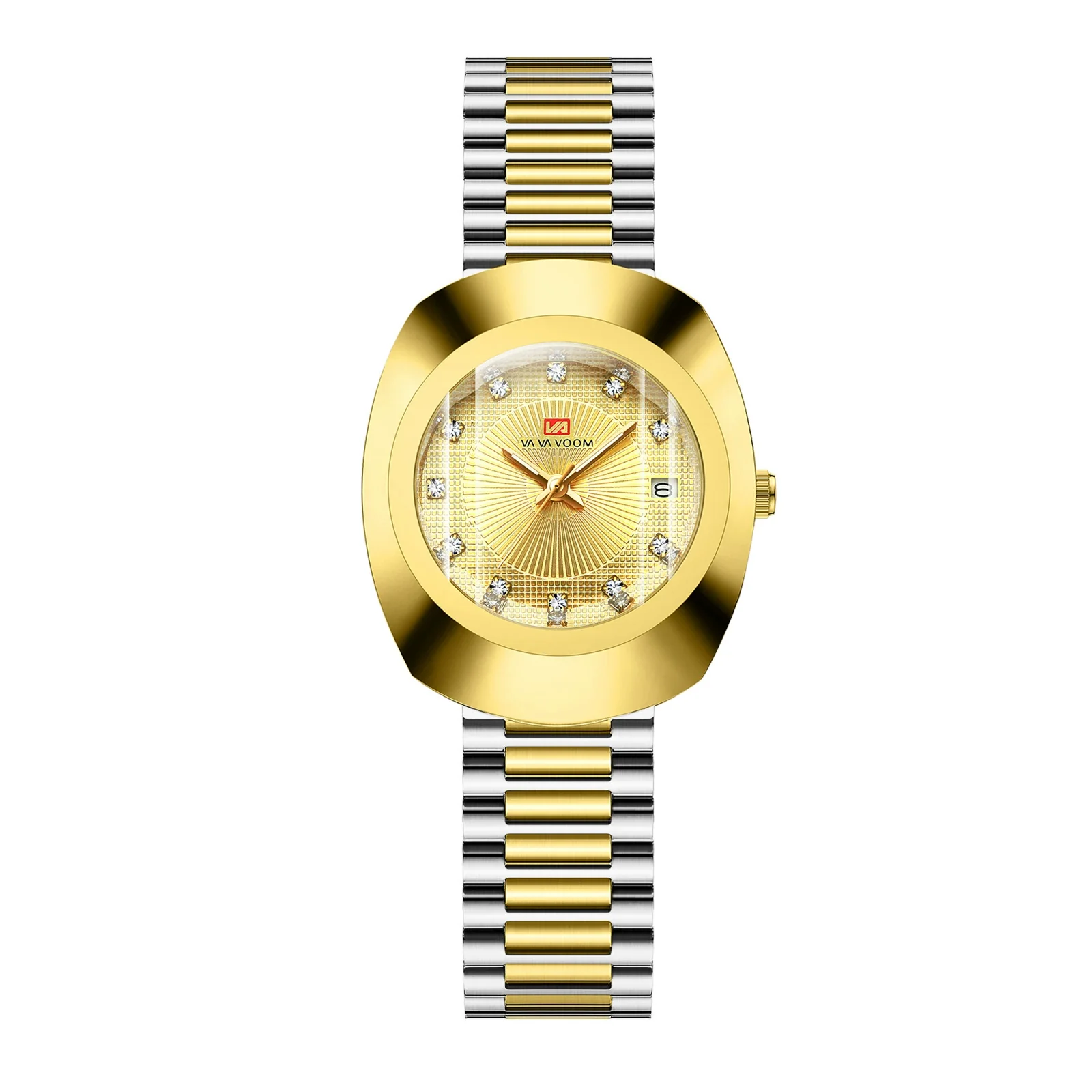 Couple Business Style Quartz Watch Alloy Case Stainless Steel Band Oval Dial Waterproof - Image 16