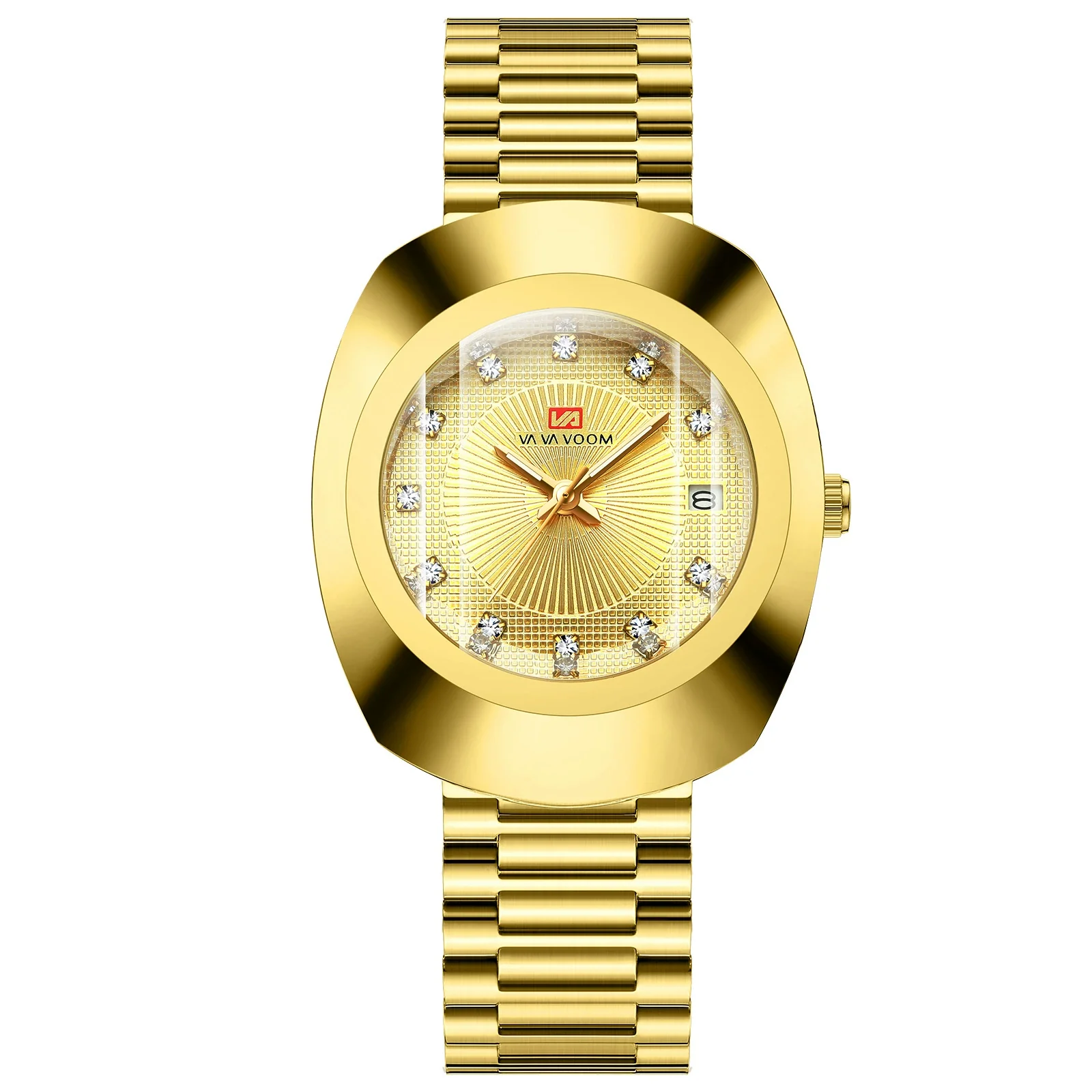Couple Business Style Quartz Watch Alloy Case Stainless Steel Band Oval Dial Waterproof - Image 4
