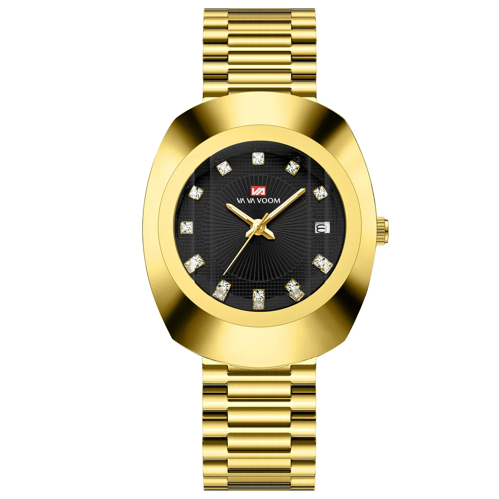 Couple Business Style Quartz Watch Alloy Case Stainless Steel Band Oval Dial Waterproof - Image 5