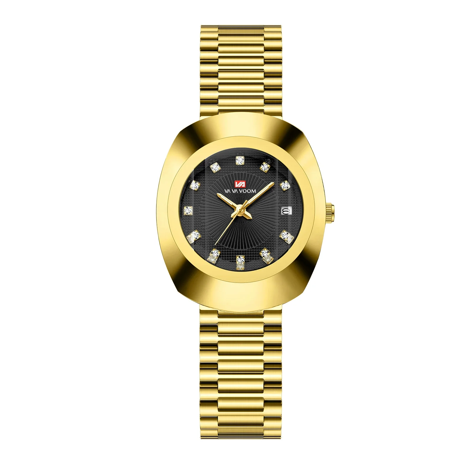 Couple Business Style Quartz Watch Alloy Case Stainless Steel Band Oval Dial Waterproof - Image 7