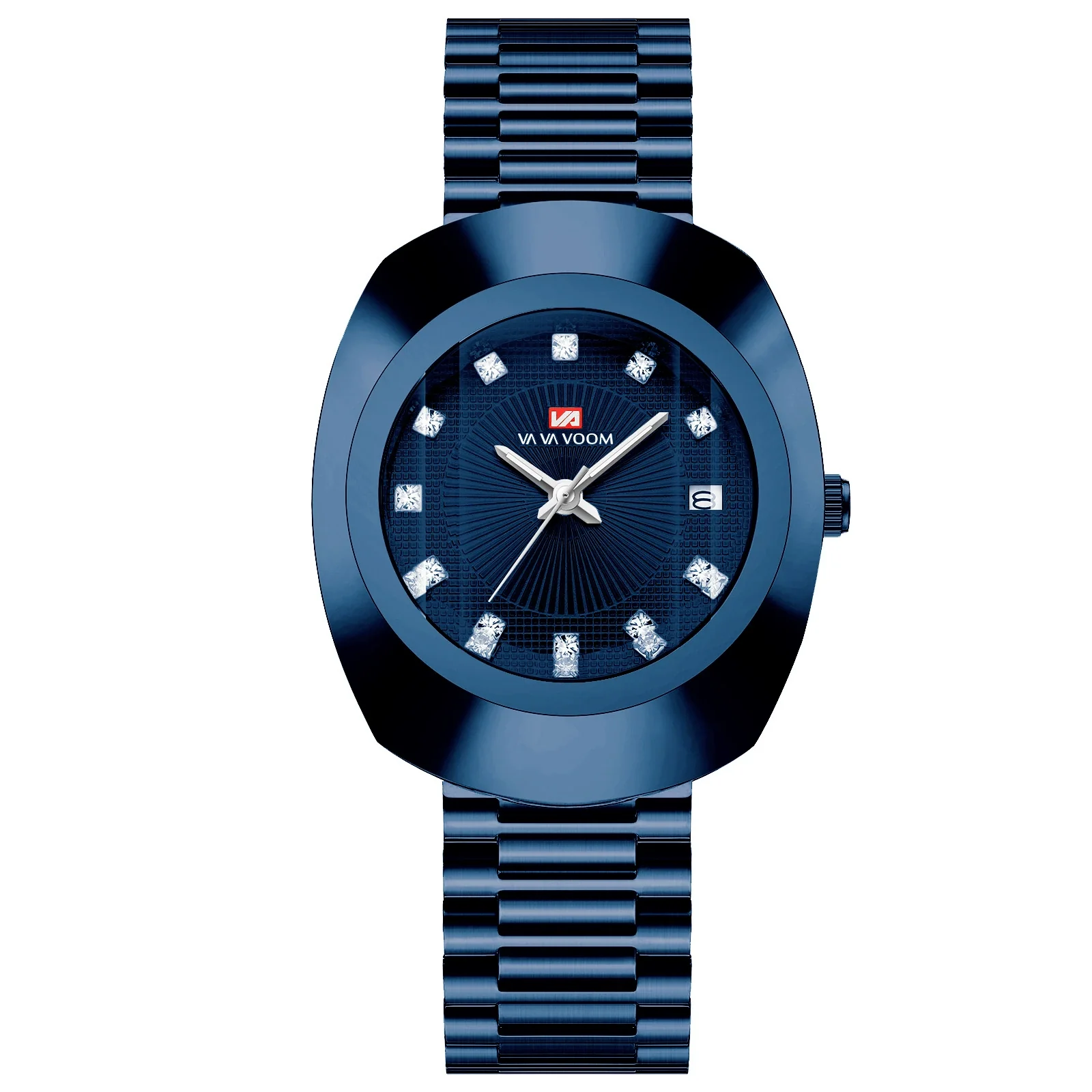 Couple Business Style Quartz Watch Alloy Case Stainless Steel Band Oval Dial Waterproof - Image 9