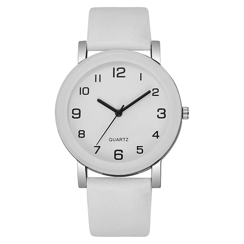 Couple Casual Alloy Quartz Watch With Round Dial Stainless Steel Clasp Genuine Leather Strap Mineral Strengthened Glass Mirror - Image 6