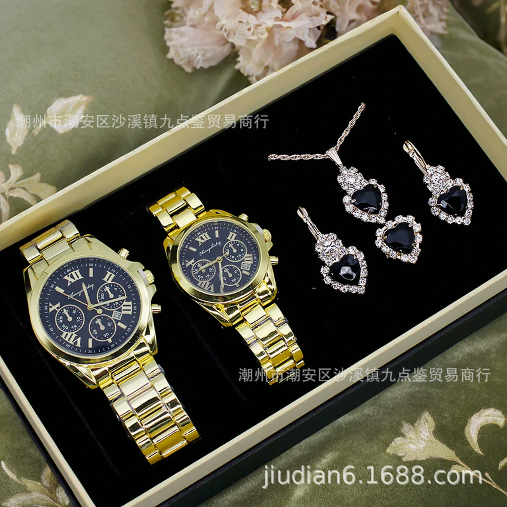 Couple Fashion Alloy Wristwatch Set With Round Dial And Printed Logo - Image 10