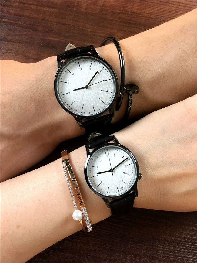 Couple Fashion Retro Belt Quartz Watch Metal Case Genuine Leather Strap Round Dial - Image 2
