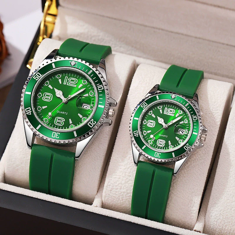 Couple Fashion Sports Silicone And Alloy Quartz Watch Round Dial Life Waterproof Stainless Steel Buckle - Image 3