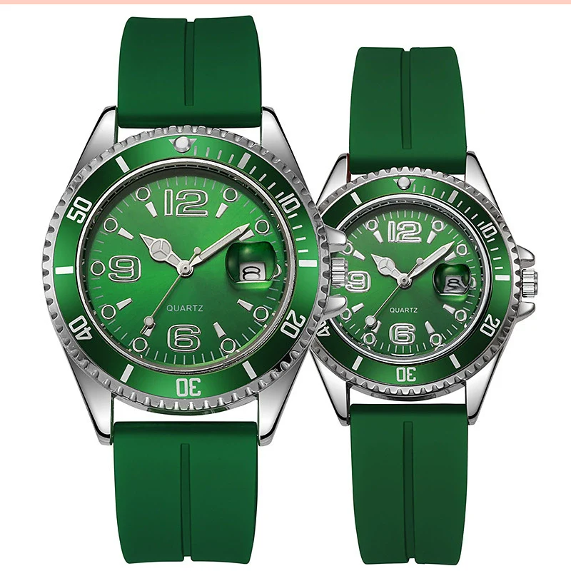 Couple Fashion Sports Silicone And Alloy Quartz Watch Round Dial Life Waterproof Stainless Steel Buckle - Image 5