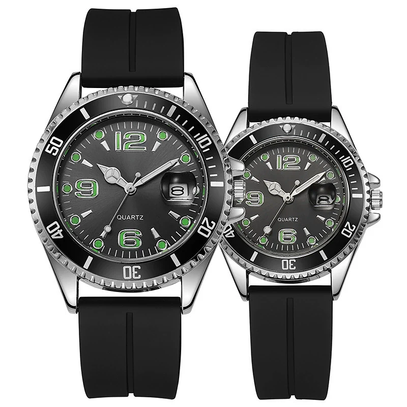 Couple Fashion Sports Silicone And Alloy Quartz Watch Round Dial Life Waterproof Stainless Steel Buckle - Image 6