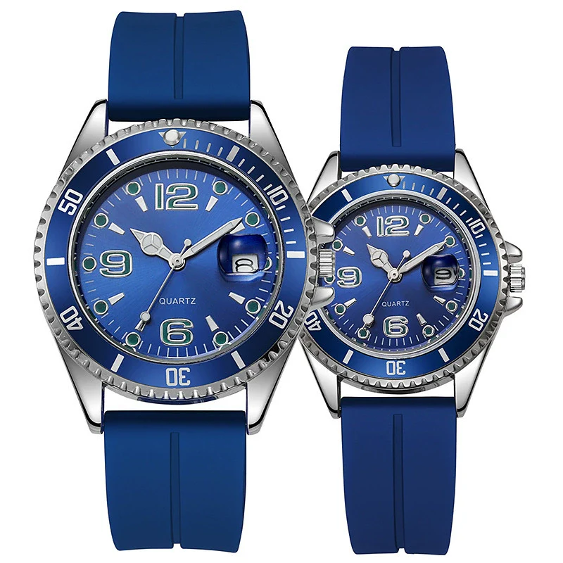 Couple Fashion Sports Silicone And Alloy Quartz Watch Round Dial Life Waterproof Stainless Steel Buckle - Image 8