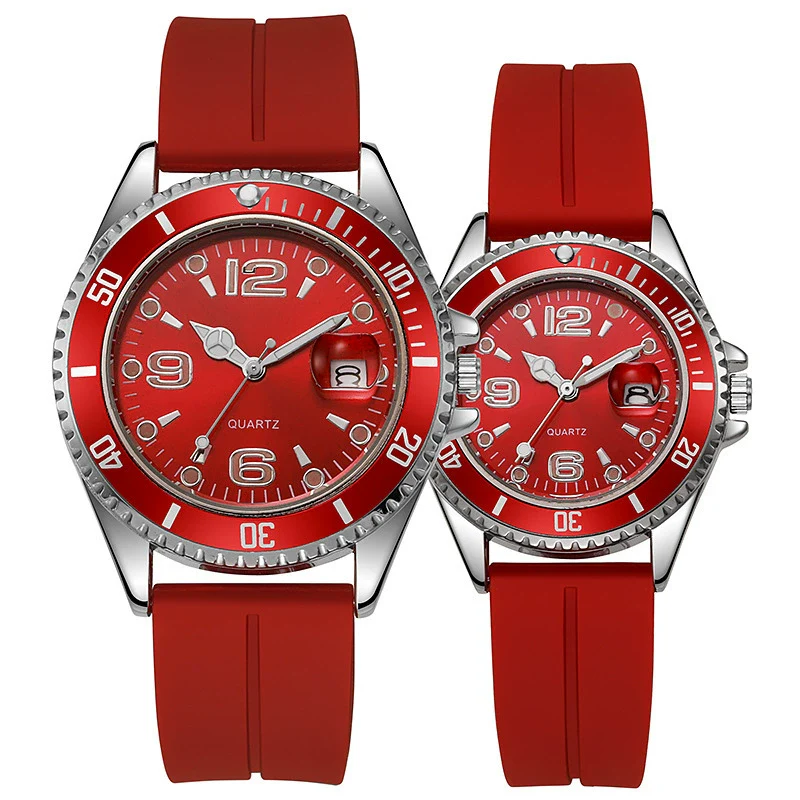Couple Fashion Sports Silicone And Alloy Quartz Watch Round Dial Life Waterproof Stainless Steel Buckle - Image 9