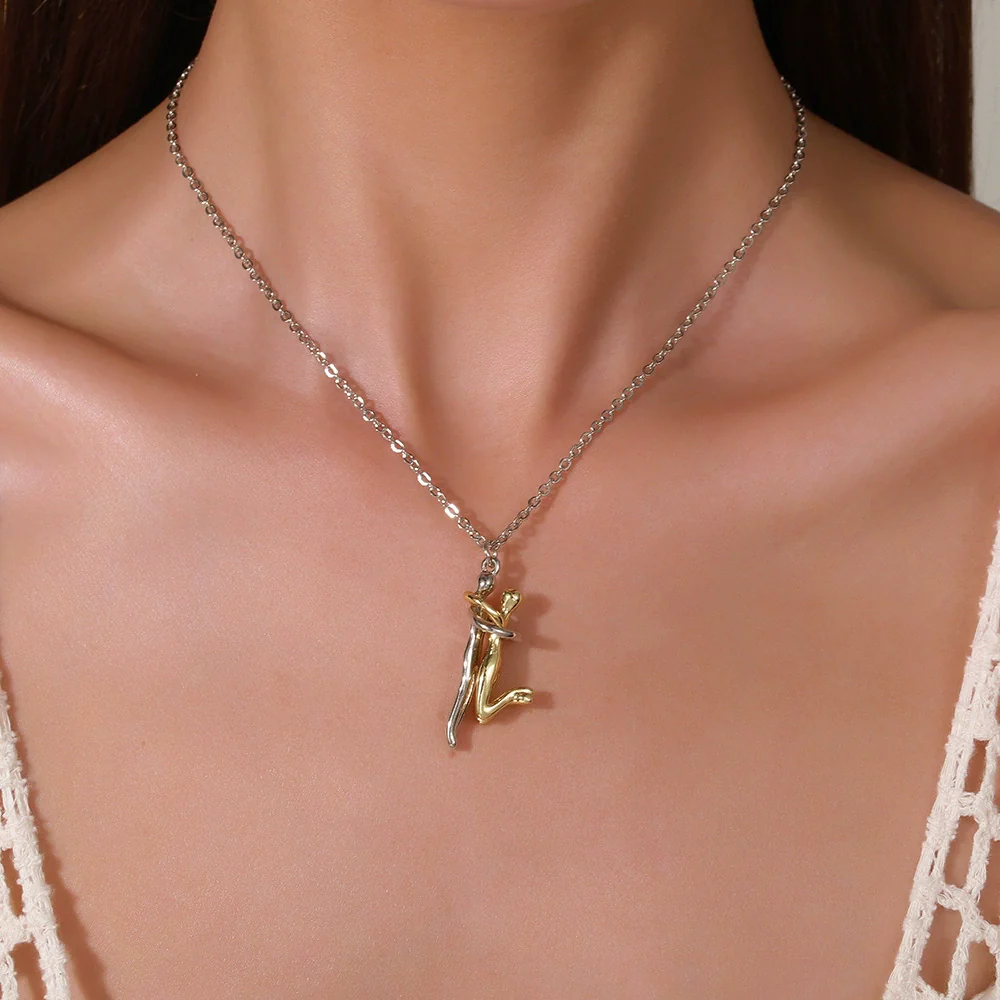 Couple Jewelry Copper Handmade O Word Chain Pendant Necklace - Image 4