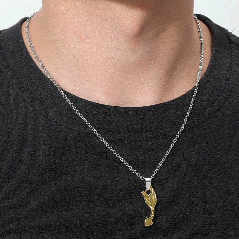 Couple Jewelry Titanium Steel Alloy Love Arrow Piercing Heart Pendant Necklace - Image 3