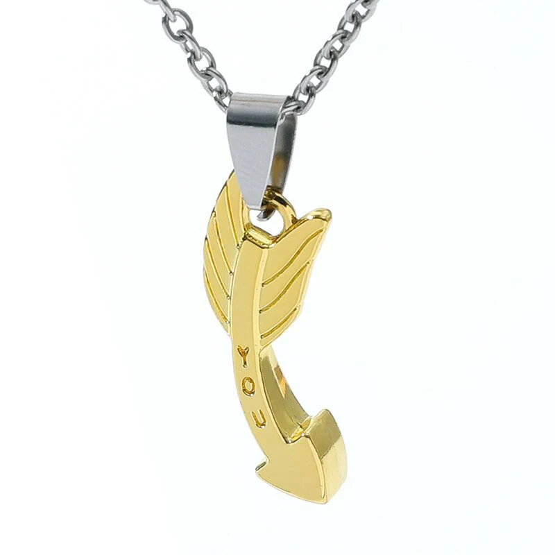 Couple Jewelry Titanium Steel Alloy Love Arrow Piercing Heart Pendant Necklace - Image 5