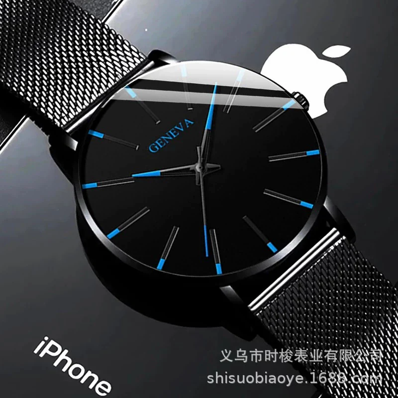 Couple Mesh Belt Quartz Watch Alloy Case Stainless Steel Strap And Buckle Round Dial Leisure Style