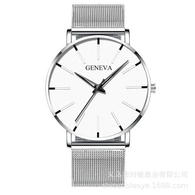 Couple Mesh Belt Quartz Watch Alloy Case Stainless Steel Strap And Buckle Round Dial Leisure Style - Image 3