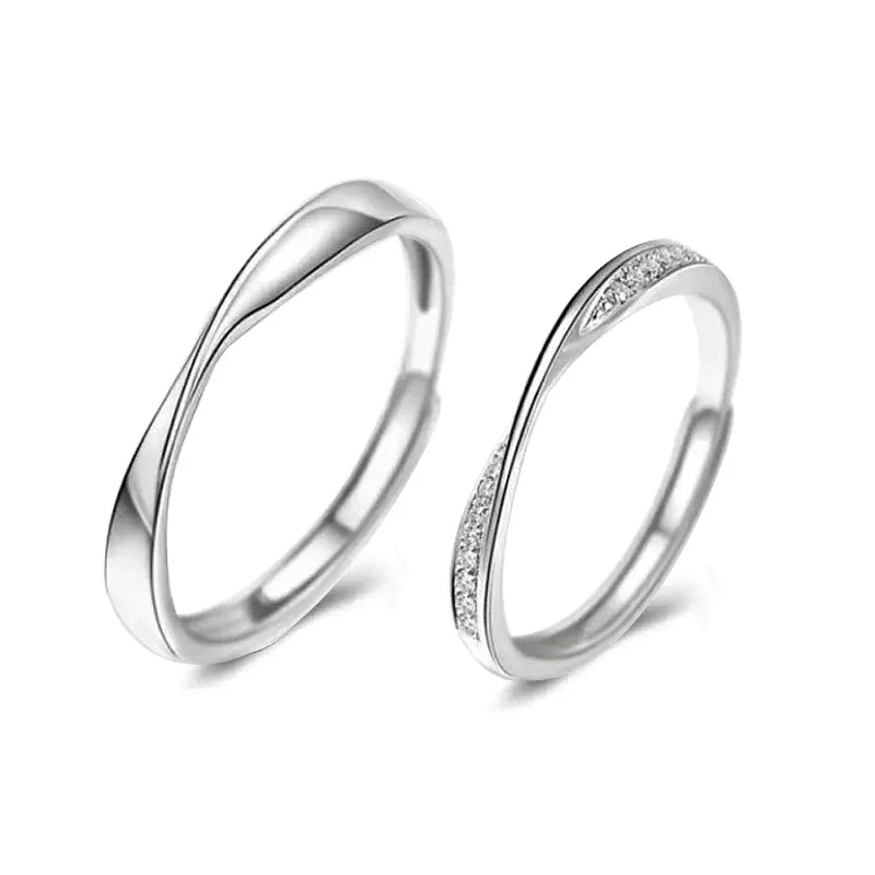 Couple Mobius Ring 925 Sterling Silver Geometric Electroplated Jewelry - Image 4