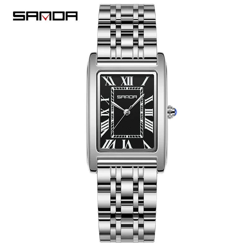 Couple Quartz Watch Square Alloy Alloy Case Steel Band Business Style Waterproof - Image 4
