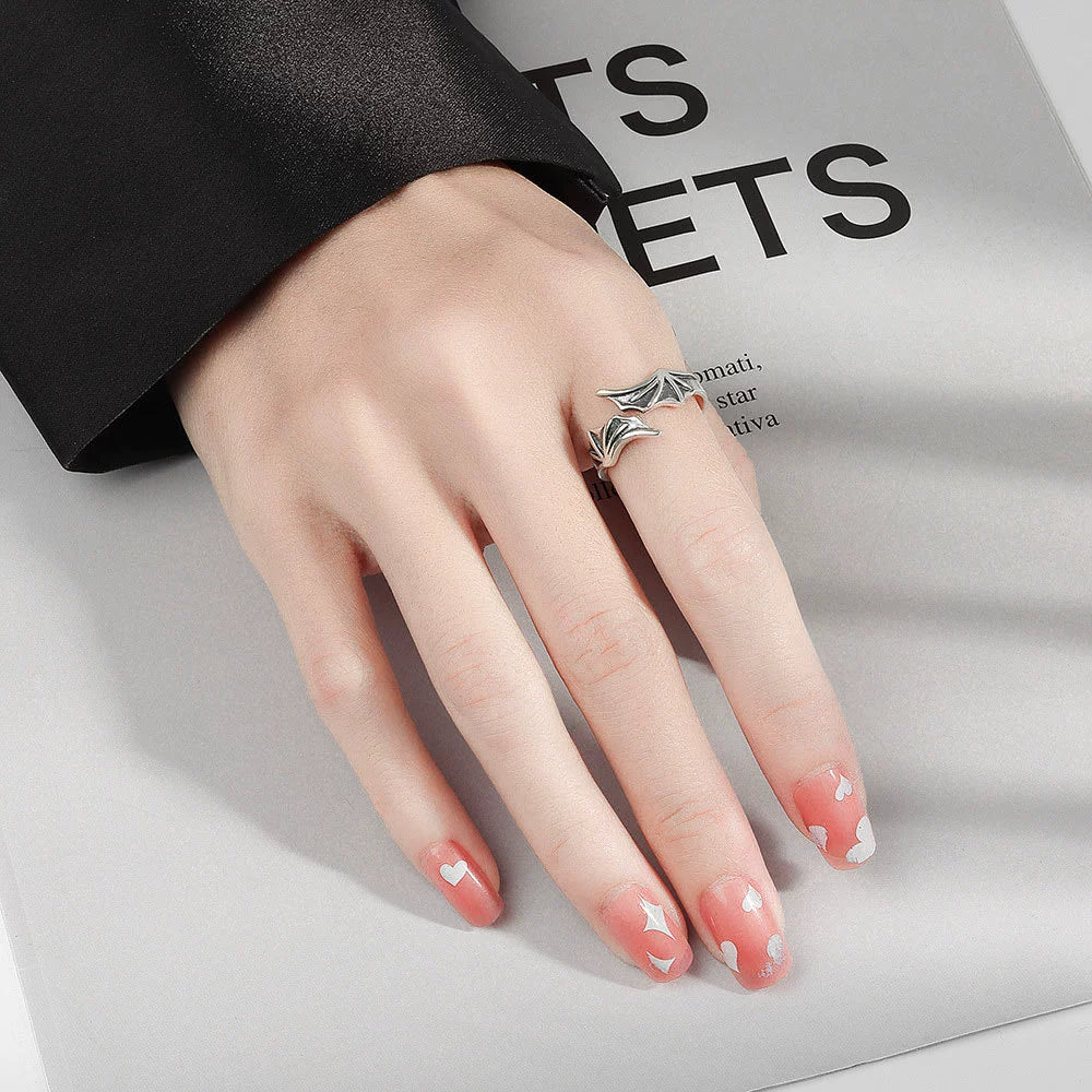 Couple Ring Angel And Devil Wings Retro Style Copper Electroplated - Image 2