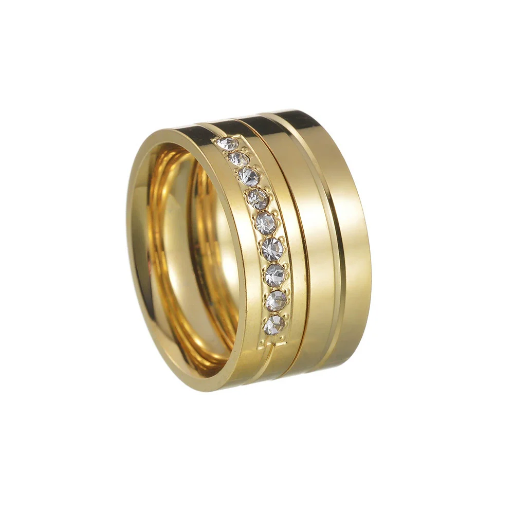 Couple Rings Stainless Steel Geometric Electroplating Zircon Jewelry - Image 5